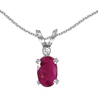 14k White Gold Oval Ruby And Diamond Filigree Pendant (chain NOT included)