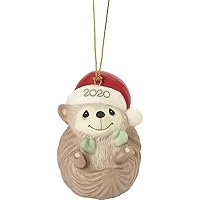 Precious Moments 201009 Sending Hedge Hugs 2020 Dated Animal Bisque Porcelain Ornament, Multicolored, Christmas