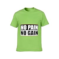 No Pain No Gain Funny Graphic Tee Unisex Short Sleeve T Shirt Athletic Shirt Summer Top Boys Girls