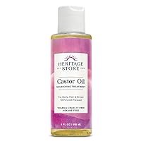 HERITAGE STORE Castor Oil, Cold Pressed, Rich Hydration for Vibrant Hair & Skin, Bold Lashes & Brows, No Hexane (4 Fl Oz) HERITAGE STORE Castor Oil, Cold Pressed, Rich Hydration for Vibrant Hair & Skin, Bold Lashes & Brows, No Hexane (4 Fl Oz)