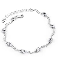 925 Sterling Silver Bracelet Made With Shiny White Zirconia For Women Girls Durability and nice