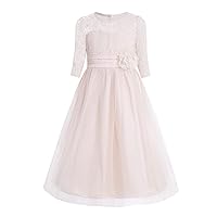 Kids Flower Girls Dress Princess Floral Lace Maxi Dress Communion Wedding Bridesmaid Dress Pageant Prom Party Ball Gown