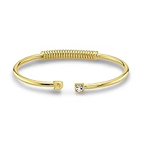 1928 Jewelry 14K Gold-Dipped Initial and Clear Crystal Accent C-Cuff Bracelet