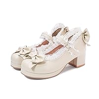 Leather Shoes for Women Bowknot Lace Bridal Wedding Shoes Women High Heel Bordered Princess Dress