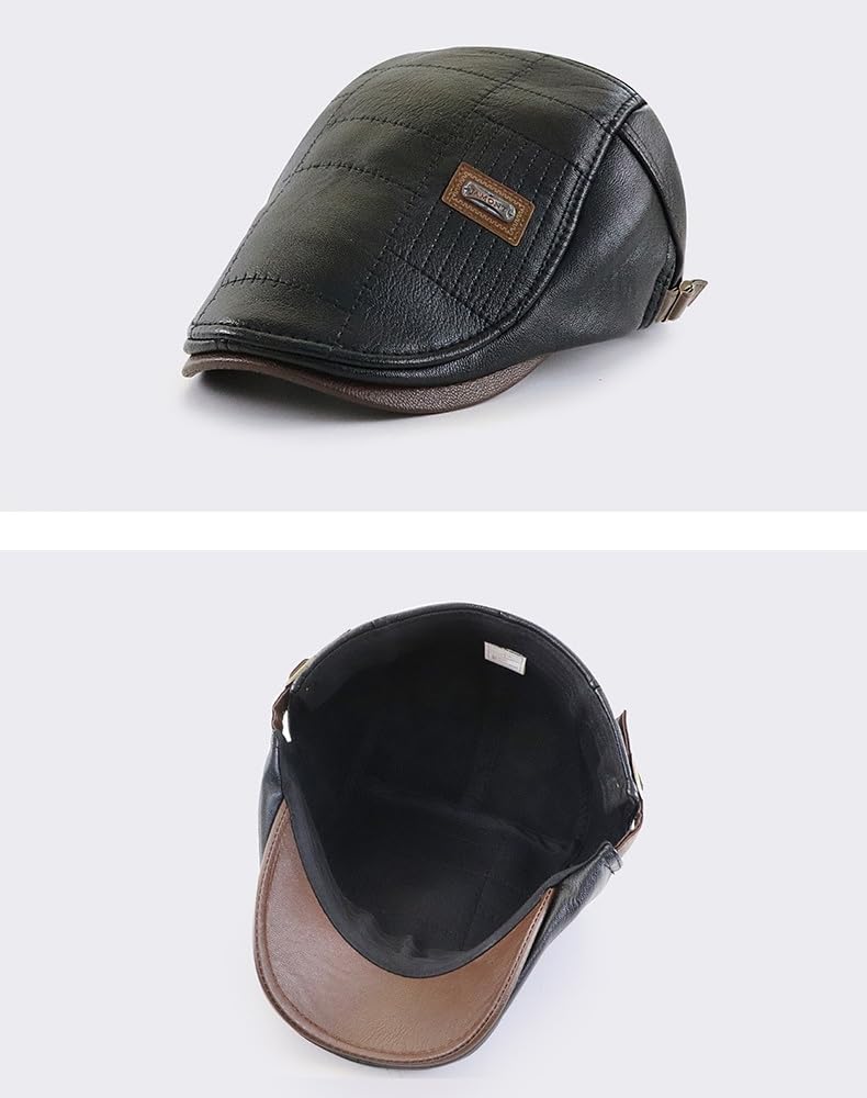 Uenmay Hunting Hat, Small Logo, New Middle-aged Hat, Gathered Outdoor, Casual, Thermal Gathered Forward Beret