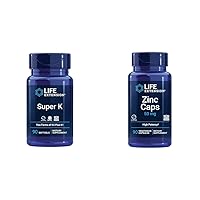 Life Extension Super K, Vitamin K1, Vitamin K2 mk-7, Vitamin K2 mk-4 & Zinc Caps, zinc 50 mg, zinc Citrate, Support The Body's Immune defenses