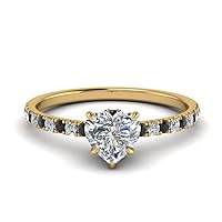 Choose Your Gemstone Heart Shape 14k YelloW Gold Plated Hidden Halo Petite Diamond CZ Ring Minimal Surprise Gifts for Ladies Wedding Jewelry Handmade Gifts for Wife : US Size 4 TO 12
