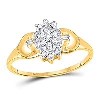 The Diamond Deal 10kt Yellow Gold Womens Round Diamond Oval Cluster Ring 1/10 Cttw