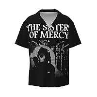 The Sisters of Mercy Men Fashion Hawaiian T Shirt Funny Button Down T-Shirts Short Sleeve Tops
