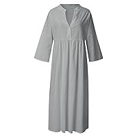 Boho Dresses for Women 2024 Long,Womens Summer Long Sleeve Dress Loose A Line Solid Color Sundress Dress Embroi