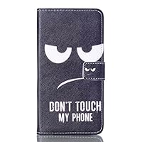 Note 5 Case, Eileen_mall Colorful Premium PU Leather Wallet case Flip Cover with Card Holder [Kickstand Feature] for Galaxy Note 5 (Don't Touch My Phone)