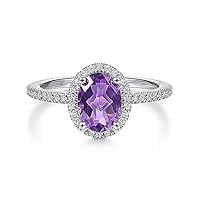 10K 14K 18K Gold 1 Carat Amethyst Diamond Engagement Ring for Women, Amethyst Diamond Gift Ring for Her (I2-I3 Clarity)-1