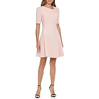 DKNY Women's Short Puff Sleeve Fit and Flare