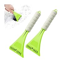 2 PCS Car Snow Shovel Scraper, Ice Frost Cleaning Tools, Auto Snow Removal with Foam Handle, Universal for Car Truck SUV Windshield and Window, Mirrors, Scratch-Free Car Winter Accessories (Green)
