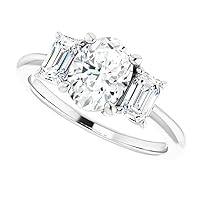 1.00 CT Oval Colorless Moissanite Engagement Ring, Wedding Bridal Ring Set, Eternity Sterling Silver Solid Diamond Solitaire 4-Prong Anniversary Promise Ring for Her