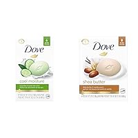 Dove Skin Care Beauty Bar For Softer Skin Cucumber And Green Tea 6 Bars More Moisturizing & Beauty Bar Skin Cleanser for Gentle Soft Skin Care Shea Butter More Moisturizing