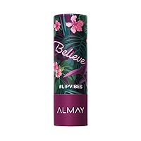 Almay Lip Vibes Lipstick with Vitamin E Oil & Shea Butter, Matte Finish, Hypoallergenic, Believe, 0.14 Oz