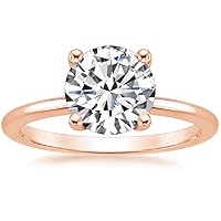 1 CT Moissanite Engagement Rings for Women, Round Colorless VVS1 Clarity Diamond Rings 14K Rose Gold Vermeil Solitaire Moissanite Rings for Women Promise Rings for Her Jewelry Gifts