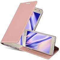 Book Case Compatible with Samsung Galaxy A5 2015 in Classy ROSÉ Gold - with Magnetic Closure, Stand Function and Card Slot - Wallet Etui Cover Pouch PU Leather Flip