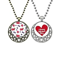 Blueberry Strawberry Fruit Illustration Pattern Pendant Necklace Mens Womens Valentine Chain