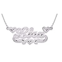 Rylos Necklaces For Women Gold Necklaces for Women & Men Sterling Silver or Yellow Gold Plated Silver Personalized 3 Heart Satin Diamond Cut Nameplate Necklace Special Order, Made to Order Necklace