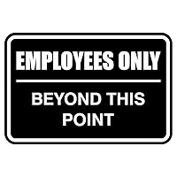 Classic Framed Employees Only Beyond This Point Wall or Door Sign | Easy to Install Business Signage - Medium (Black-White) 5 Pack
