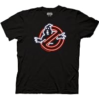 Ripple Junction Ghostbusters Men's Short Sleeve T-Shirt Neon No Ghost Sign Logo Officially Licensed