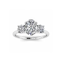 MRENITE 10K/14K/18K Gold Round/Oval Cut Moissanite 3 Stone Engagement Rings for Women D Color VVS1 Clarity Moissanite Anniversary Wedding Promise Ring
