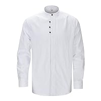 Stylish Solid Linen Dress Shirts for Men Long Sleeve Turtleneck Button Up Shirts Business Slim Fit Novelty