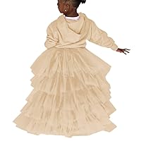 WDPL Girls Puffy High Low Layered Tulle Asymmetrical Party Skirt