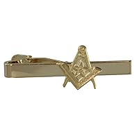 Square & Compass with Star Masonic Tie Clip - [Gold][2 1/4'' Wide]
