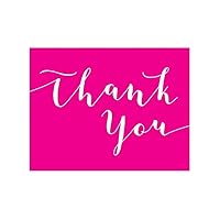 Thank You Blank Note Cards Box Set of 15 with Envelopes (Fuchsia)