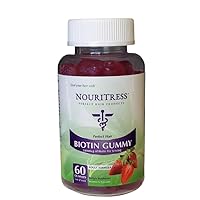 NouriTress Perfect Hair Biotin Gummies - 60 ct. | 5000 mcg | Soft Chew | Supports Healhty Hair, Skin and Nails | Strawberry Flavored | Soft Chew | 1 Month Supply
