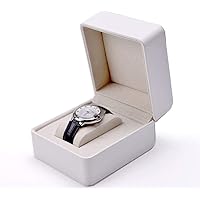 Watch Box Single Jewellery Watches Display Storage Box PU Leather White Watch Organizer Collection (Color : White Size : 10.3x11cm)