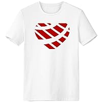 Red Valentine's Day Heart Shaped T-Shirt Workwear Pocket Short Sleeve Sport Clothing