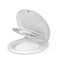 Toilet Seat, Round Toilet Seat with Toddler Seat Built in, Potty Training Toilet Seat Round Fits Both Adult and Child, with Slow Close and Magnets- Round