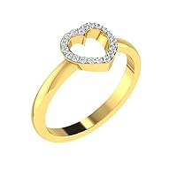 0.08 Cts Round Cut Sim Diamond Heart Anniversary Ring in 14KT White Gold PL