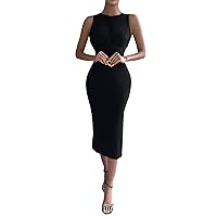 Midi Dresses for Women, Spring Waist Slimming Sexy Knitted Dress Knit Vestidos Cortos para Mujer, S, XL
