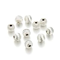 1000pcs Beautiful Melon Loose Round Spacer Beads 4mm (0.16 Inch) Small Sterling Silver Plated Brass Metal for Jewelry Craft Making CF109-4