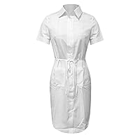 Spring and Summer Women's Long Shirt Dress Mid Length Dress Short Dresses