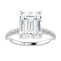Nitya Jewels 3.50 CT Emerald Moissanite Engagement Ring 10K 14K 18K Solid Gold Moissanite Diamond Ring 925 Sterling Silver Solitaire Engagement Rings, Wedding Rings, For Women