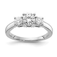 14k White Gold Lab Grown Diamond SI1 SI2 G H I 3 stone Engagement Ring Size 7.00 Jewelry Gifts for Women