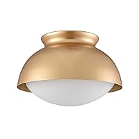 Moose Gold Semi Flush Mount Ceiling Light Vintage Close to Ceiling Light Fixture with Forsted Glass Globe for Bedroom Hallway Corridor