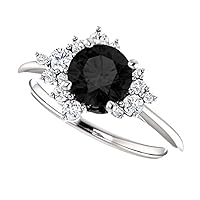 1.00 CT Gatsby Black Diamond Engagement Ring 14k White Gold, Cluster Genuine Black Diamond Ring, Scatter Black Onyx Ring, Unique Black Proposal Ring, Amazing Ring For Her