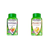 Chewable Calcium Gummy Vitamins for Bone and Teeth Support & Power C Vitamin C Gummies for Immune Support