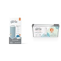 Bundle of Diaper Genie Platinum Pail (Glacial Blue) + Easy Roll Refill (30 Bags)