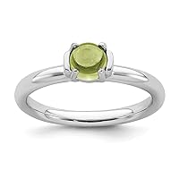 2.5mm 925 Sterling Silver Prong set Polished Peridot Ring Jewelry for Women - Ring Size Options: 10 5 6 7 8 9