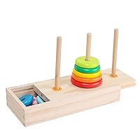 PJFBTSEAQS Children's 10-Layer Hanoi Tower Wooden Tower Ring Puzzle, Develop Logical Thinking Clearance Toy Hanoi Tower Educational Toy Wooden Puzzle Stacking Tower Classic Math Puzzle, Small