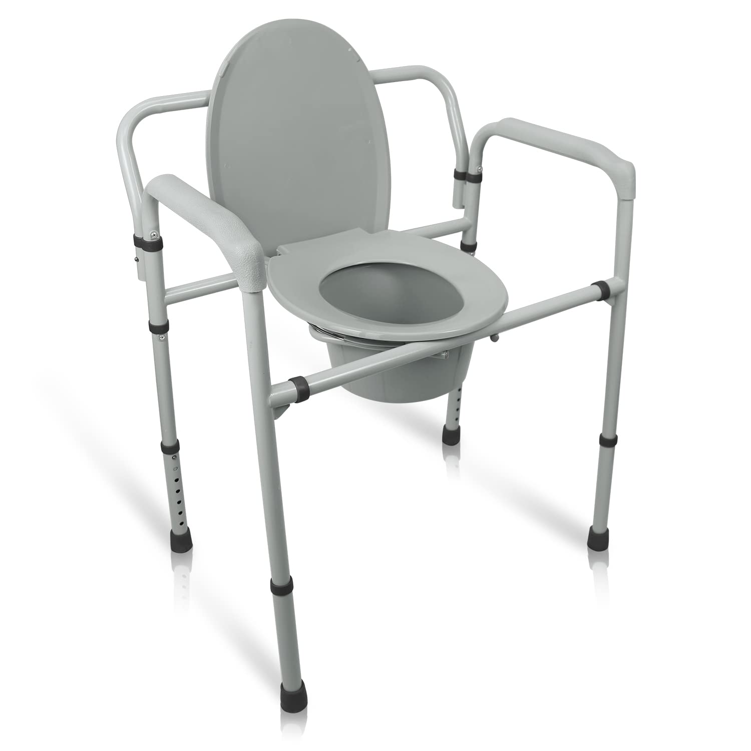Vive Bariatric Bedside Commode 500 lb Capacity- Folding 3n1 Toilet Chair, Portable Extra Wide Seat with Bucket Splash Guard, Heavy Duty Adult Bathroom, Pail Fits Standard Disposable Liner Bag, Nonslip