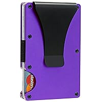 Minimalist Slim Wallet For Men - RFID Blocking Front Pocket Credit Card Holder - Metal Wallet For Men With Money Clip (Purple)